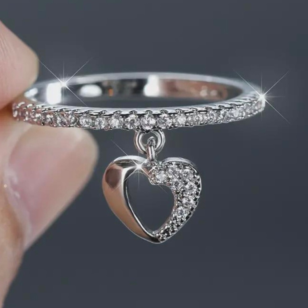 Silver Heart charm Ring